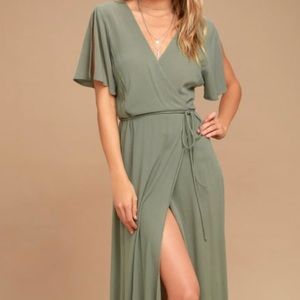 Much obliged washed olive green maxi dress